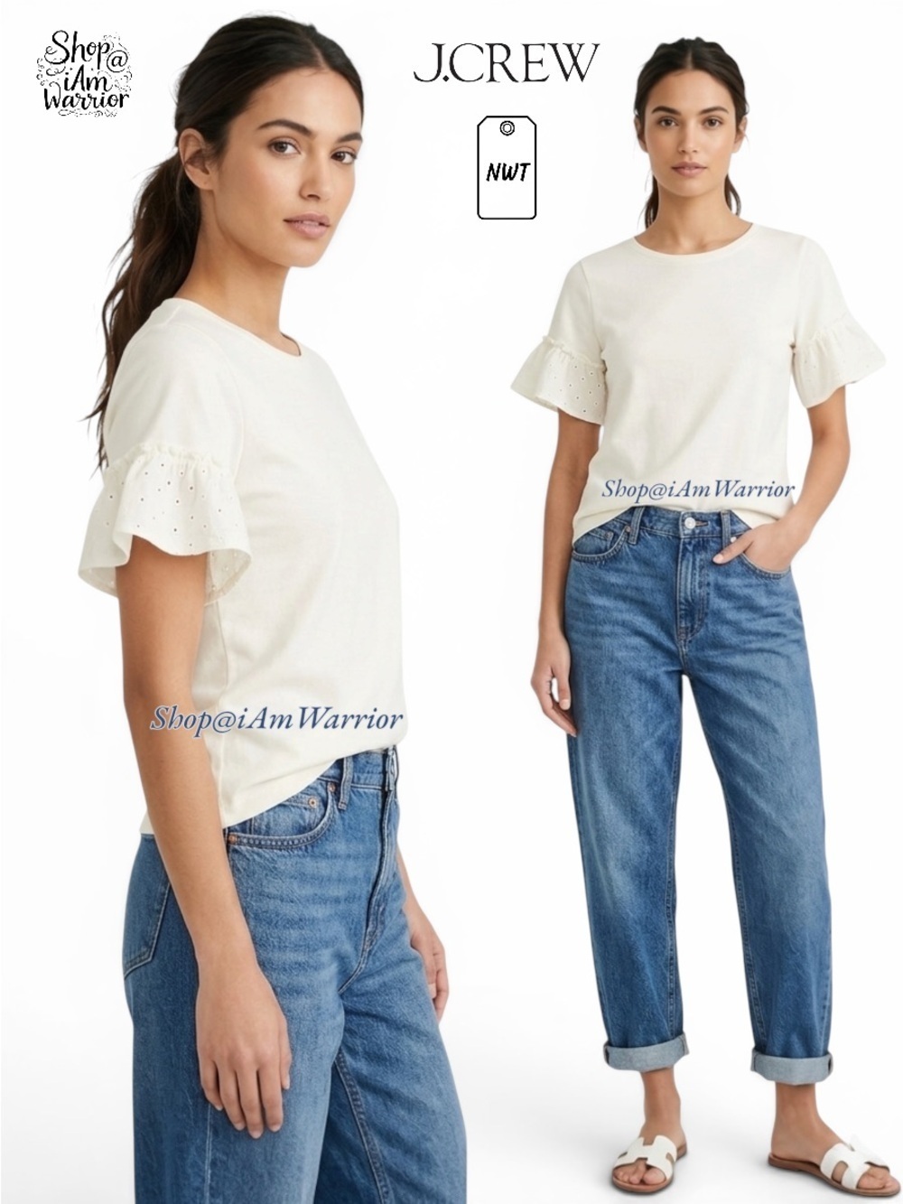 J.Crew NWT eyelet ruffle sleeve top *shop@iamwarrior